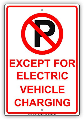 Biopracess Except For Electric Vehicle Charging Ev No Parking Notice Funny Retro Metal Sign 8x12 inches