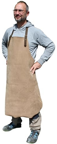 Echt Leder Schürze - dicke Premium Qualität - Handarbeit - als Schreinerschürze, Tischlerschürze, Hobbyschürze, Lederschürze für Schmiede u.a.