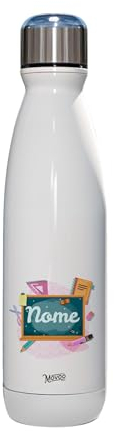 Borraccia Termica Bottiglia Termica Acciaio Inox 500ml Made in Italy Thermos 24 Ore Freddo & 12 h Caldo - Personalizzata con nome - Icone (Maestra R)