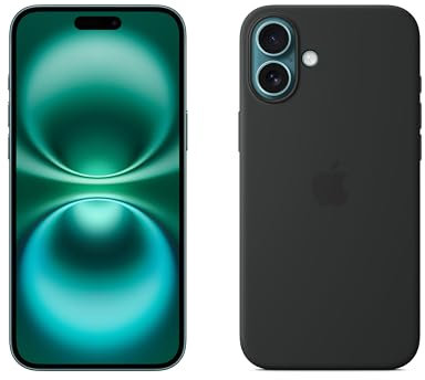 Apple iPhone 16 Plus 128GB: 5G Mobile phone with Apple Intelligence - Teal + Silicone Case with MagSafe - Black
