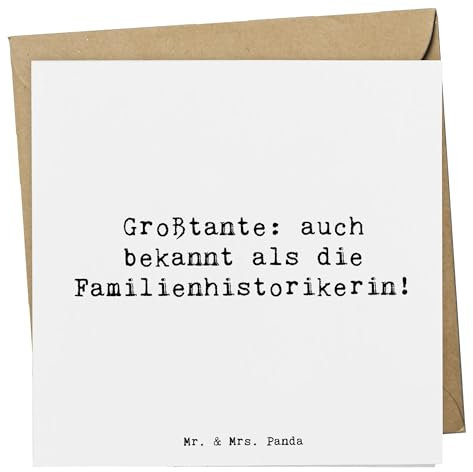Mr. & Mrs. Panda Klappkarte Spruch Großtante Historikerin - Geschenk, Familienerbe, Glückwunschkarte, Nostalgie, Anekdoten, Familienmitglieder, Lebenserfahrung, anlasskarte, Grußkarte, handgemacht
