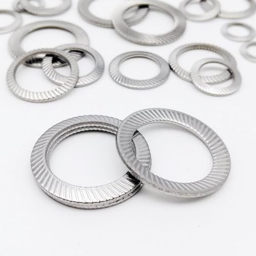 AYYSSM M2,5-M16 304 Edelstahl-Tellerfeder, gezackte Sicherungsscheibe, gerändelte elastische Dichtung(10pcs M14)