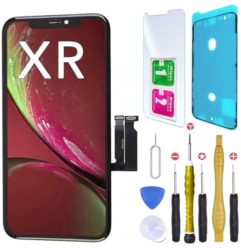 CINQ TEQ Ecran LCD de Remplacement pour iPhone XR (A1984, A2105, A2106, A2107, A2108) avec Joint d’ecran + Verre trempe et Kit