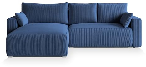 Masseno Ecksofa FORIL P mit Schlaffunktion L-Form, Sofa mit Bettkasten, Wohnzimmersofa, Couch, Soffa, Bettsofa, Couchgarnitur- Blau, POSO 05