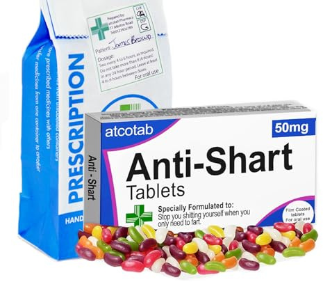 Anti Shart Fart Joke Prescription Pill Box With Jelly Beans Funny Gift for Birthdays OAP Over the Hill Get Well Soon 40th 50th 60th 70th Celebrations Men and Woman