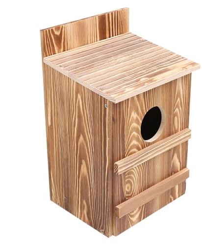 Eulenhaus - Holz Eule Nistkasten Geheimnisse Scheune Eule Nistkasten Kreisöffnung Vogelhaus | Echtholz Nester Kabine Vorgebaut Nistkasten Groß Vogelhaus für Turmfalken Vögel Befestigungsschrauben