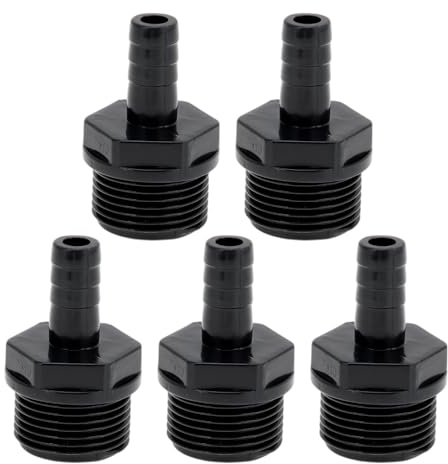 Hihaha Conector de Tubería Recta de Rosca Macho 3/4 BSPT de 25/64 para Manguera de Plástico, 5 Piezas