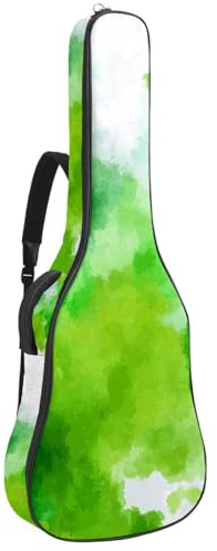 Art Turquoise Watercolor Circle Akustikgitarre Gigbag, 1 cm dicke Polsterung, wasserdichte Gitarrentasche Rucksack mit doppelt verstellbarem Schultergurt für 101,6 - 106,7 cm Gitarre, Mehrfarbig 02