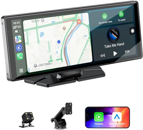 10.26 Wireless Car Stereo for Apple Carplay & Android Auto with 1080P Backup Camera, Touchscreen Car Play Screen with GPS Navigation & Voice Control, Mirror Link,Dual Bluetooth,FM Transmission,AUX