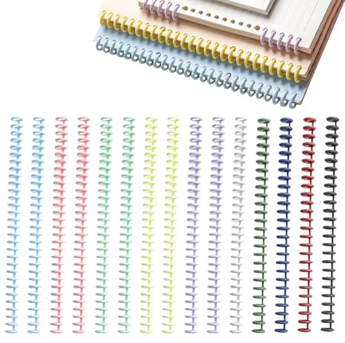 TRKETK 15 Pezzi Bobine di Rilegatura Multicolore 30 Fori Cartelle a Fogli Sciolti Anello di Rilegatura a Spirale in Plastica per Carta Taccuino Album Fotografico Anello di Rilegatura del Dorso