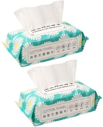 TOPBATHY Lot de 2 Serviettes Absorbantes Pieds 70 Pcs, Lingettes Jetables Épaisses en Pâte de Bois, Multi-usages pour Soin Spa et Bain, Usage Sec et Humide, Pratique et Confortable