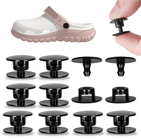10 Pcs Black Screw Rivets for Shoe Repairs – Durable Plastic Fasteners for Clogs and Sandals, DIY Replacement Buttons for Lost or Broken Straps