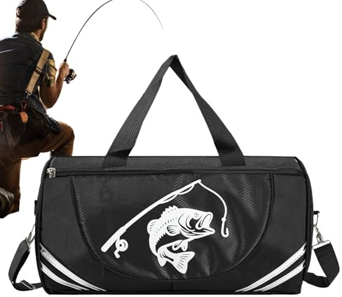 Angelausrüstungstasche – wasserdichte Angeltasche – Salzwasser-Angelaufbewahrung, Organizer, für Outdoor, Camping, See, Salzwasser, Süßwasser, Kajak, Reisen, Boot, Sport, Schwarz, Refer to
