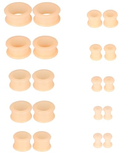 Uwiyo 20 pezzi dilatatori per le orecchie in silicone, kit di dilatazione delle orecchie in silicone morbido 4/5/6/8/10/12/14/16/18/20mm dilatatori per orecchie, piercing Unisex (Colore della pelle)