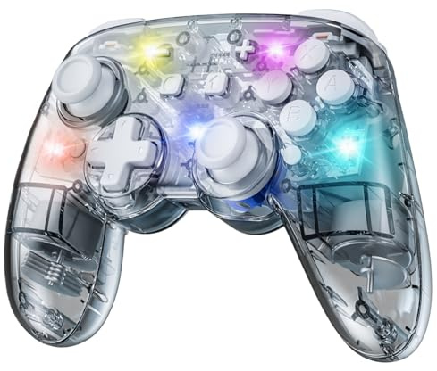 PALPOW Switch 2 Pro Controller Compatible with Switch 2/OLED/Lite,Wireless Hall Effect Switch Controller, RGB Switch Pro Controller, Bluetooth Gamepad with 7 LED Colors/Wake Up/Dual Shock/Turbo - Grey