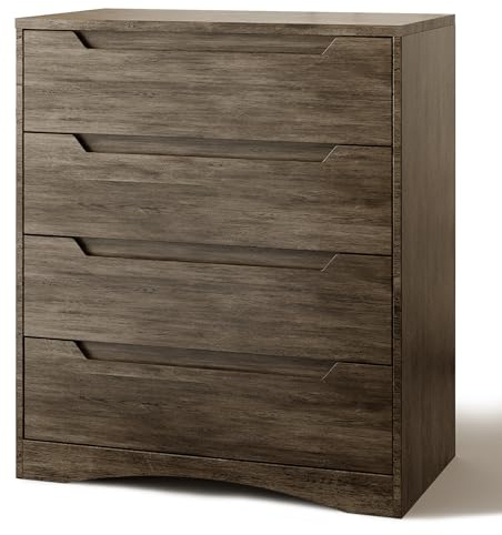 Blishom Kommode mit 4 Schubladen, Kommode für Schlafzimmer, Dunkelbraun | Möbel für Büro, Wohnzimmer, Schlafzimmer, Flur, 71 x 41 x 82 cm