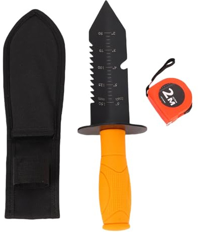 Fockety Scavatrice Seghettata per Carichi Pesanti, Pala in Metallo con Bordo Frastagliato 12,6 Pollici con Manico Ergonomico in Gomma e Guaina in Nylon per Giardinaggio, Piantagione,