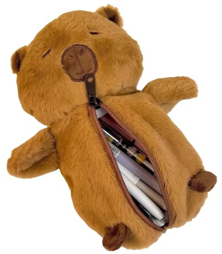 Yamobi Capybara Trousse à crayons en peluche mignonne Capybara pour l'école et la vie quotidienne, étui de rangement souple pour fournitures scolaires et affaires pratiques
