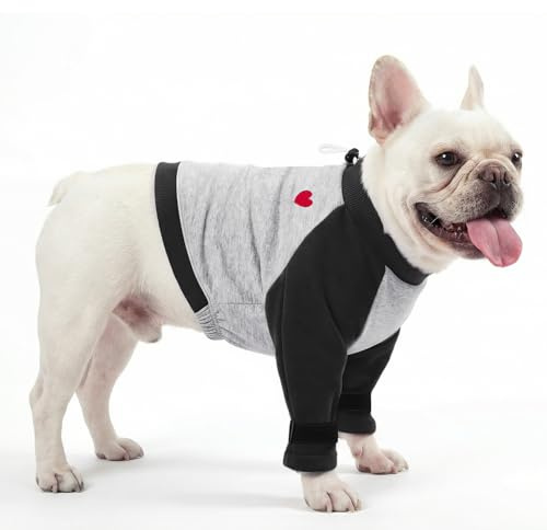 Eyein Hundebody Nach Op, Vorderbein-Schutzhülle mit weicher Polsterung zum Lecken verhindern und Schutz von Wunden nach Operationen, Atmungsaktives Langarm-Shirt für Hunde Haustiere (Schwarz, M)