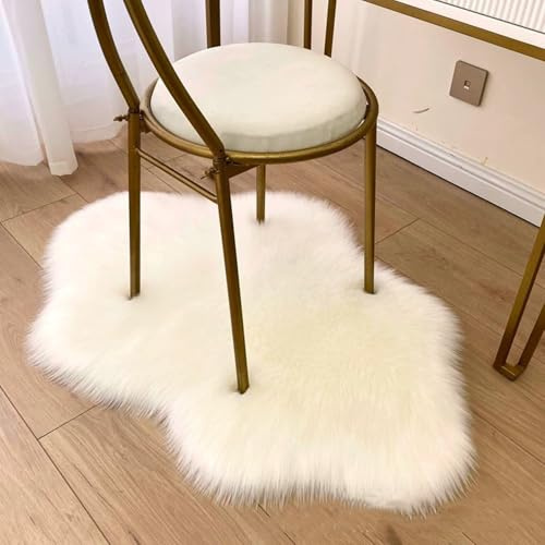 ZYFAB Suave Forma de Nube Alfombra Antideslizante Lujo Peluche Alfombra para la decoración del hogar Dormitorio Sala de Estar Silla de sofá Alfombra Moderna Irregular área,Blanca,120 * 180cm