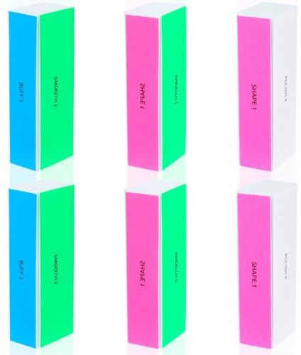 6 pièces Ensemble de limes à ongles colorées, 4 surfaces polies Bloc de limaille pour ongles DOPENSPI pour limer, polir et lisser les ongles, y compris le lit de l’ongle et les bords des ongles