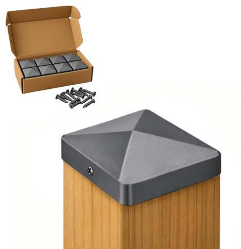 FeNau 10er Set Pfostenkappe 12x12 cm Anthrazit RAL 7016 - Carport Balken inkl. 20 Schrauben