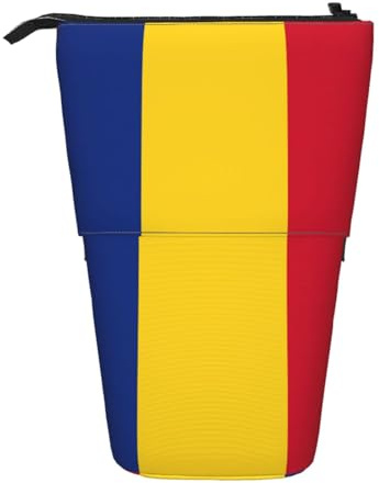 hgnbcsa Flag of Romania Print Zipper Pencil Case, Telescopic Design Bag, Compact to Expandable, for Stationery Cosmetic Items