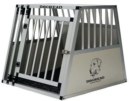 DOGHEAD Hundetransportbox Comfort, Single 70x75x63 cm, Grau/Silber, Aluminium, Beidseitig Abgeschrägt 75°