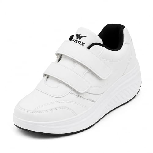 JOMIX Chaussures Homme Scratch Baskets Respirantes avec Semelle Basculante Antidérapante Sneakers Confortables en Cuir Chaussure de Marche Légères