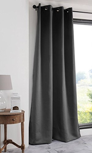 Stof - Tenda oscurante con occhielli per soggiorno o camera da letto - Dimensione 140 x 280 cm, colore: antracite - Tenda per finestra o guardaroba oscurante e isolante - disponibile in 3 misure per