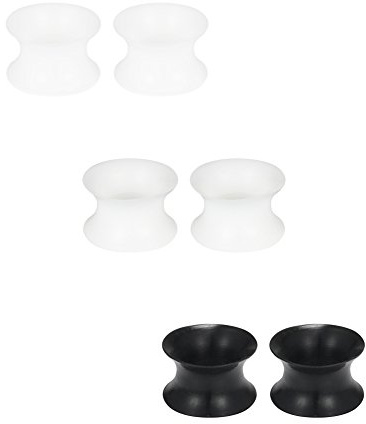 SCERRING 3 Pairs Ultra Thin Silicone Ear Skin Flexible Flesh Tunnel Expander Stretching Gauge Earlets Plug Clear White Black Gauges Kit Same Sizes 0G(8mm)