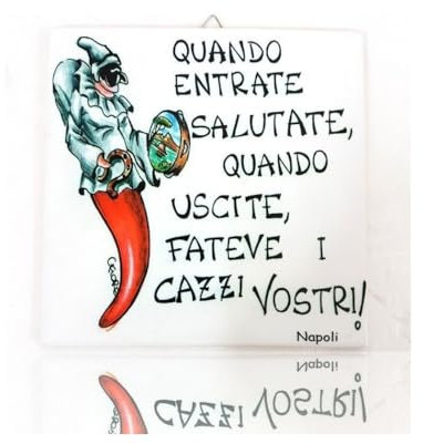 Trade Shop - QUADRETTO PIASTRELLA DECORATIVA PORTA FORTUNA CERAMICA QUANDO ENTRATE SALUTA -