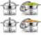 Wilprep Chafing Dish Buffet Set of 4, Round Stainless Steel Chafing Dishes and Food Warmers with Lids Food Pans & Fuel Holders, 5L Buffet Trays for Restaurant Catering Parties Weddings Picnics