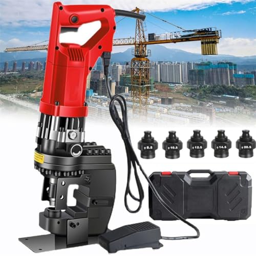 1800W elektrisk hydraulisk hålslagare Φ8,5-20,5 mm stansmaskin Hydrauliskt hålslagsverktyg med 5 set munstycken för stålplåt Järnplåt Kopparaluminiumplåt,Anglesteel