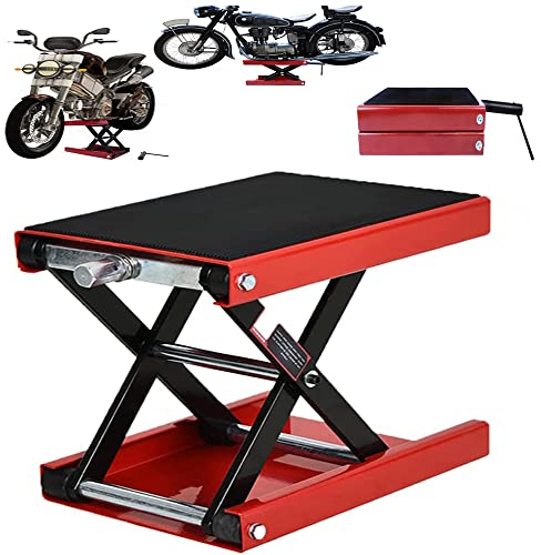 Motorrad-Mittelscherenwagenheber, Plattformwagenheber-Scherenhebebühne mit großer Anti-Rutsch-Plattform - 38 x 23 cm, 1100 lbs/500 kg, verstellbare Motorrad-Reparaturhebebühne für Werkstattreparatur
