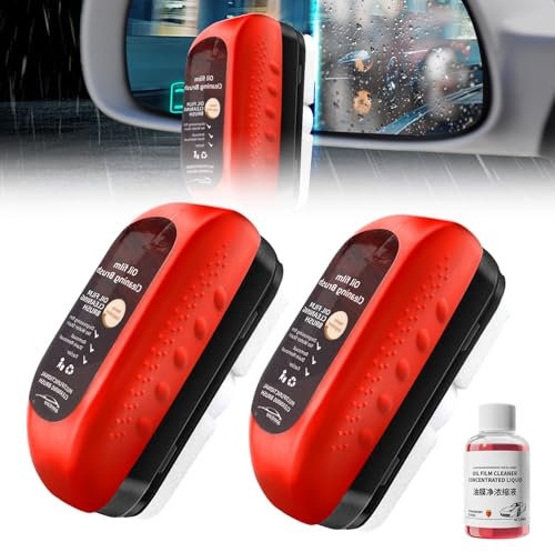 71Nmly 2Pcs Automotive Oil Film Cleaning Brush,120ml Glass Cleaning Board for Car,Windshield Oil Remover,Glass Oil Film Remover Car Glass Auto Interior Cleaning for Water Stains,Glass cleaning agent
