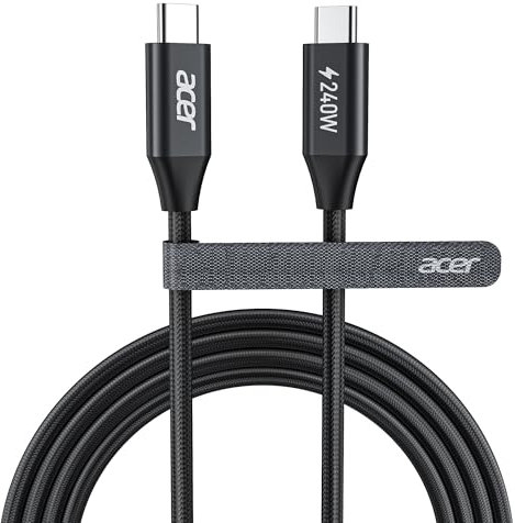 acer Cavo USB C 240W 3m, Cavo USB C a USB C Carica rapida, Caricatore Tipo C Nylon Braided Compatibile con iPhone 17 16 Samsung S23 Ultra iPad Air MacBook Pro Google Pixel 7 ecc.