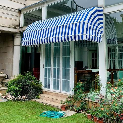 Tenda da sole pieghevole curva francese per porte e finestre, baldacchino impermeabile manuale con parasole telescopico riparo antipioggia per esterni per portico e bar