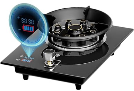 Gaziniere Gaz, Cuisinière À Gaz Portable D'intérieur - Cuisinière À Gaz En Verre Trempé De 5,2 KW, Brûleur De Cuisinière De Cuisine Domestique Avec Fonction De Minuterie(NG)