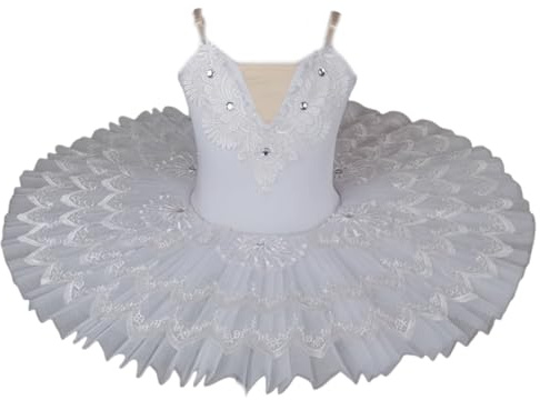 Professionell Balett Tutu Dress Girls White Swan Balett Dress Performance Dans Ballerina tävling Kostym,White,120