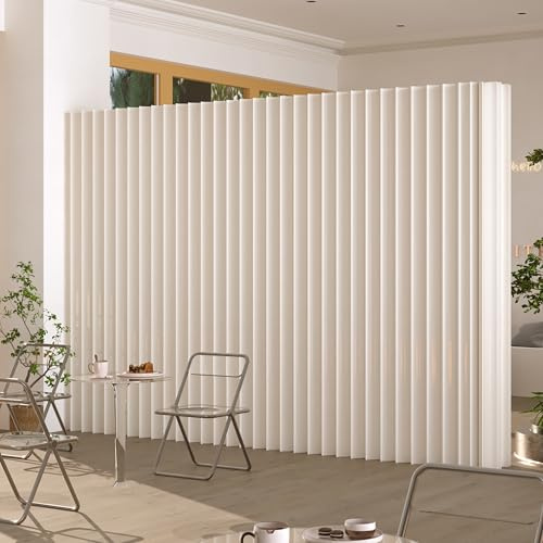 Faltbarer Raumteiler, Akkordeon-Design, Moderner Raumtrenner für Wohnzimmer, Büro, Schlafzimmer und Lounge, Weiß (L200*H240 cm)