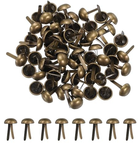 PATIKIL 120 Stück Reißzwecken 10 x 16 mm Metall Rundkopf Splinte Prong Brads Für Scrapbooking Leder Basteln Deko DIY Zubehör Bronze
