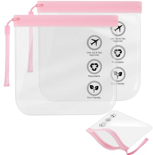 3PCS Clear Travel Toiletry Bags, GeeRic 20 * 20CM Makeup Bag TSA Approved Waterproof Liquid Pouch for Airport Durable Multifunctional Storage Sealed Bag for Passport Document Business Trip/Camping
