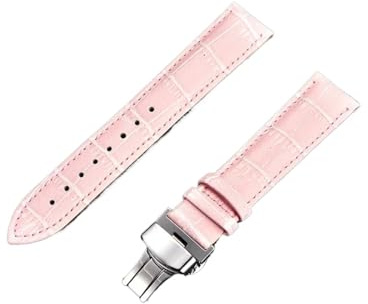FYXT 18mm 20mm 22mm 24mm Bambumönsterarmband Fjärilsspänne Business Casual Klockarmband Klocktillbehör Grönt(Pink-silver,24mm)