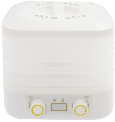 Essiccatore, disidratatore alimentare con regolatore di temperatura 35-70°C e timer 48H, display LED, disidratatore con 5 vassoi per carne, frutta, verdura (bianco)