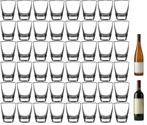 SVUPUE äggformade snapsglas, set om 48, kristallklara shotglas, tjocka glasmuggar, små likörglas, transparenta shot-glas, för familj barer, semester, gatheringar, 35 ml (48-pack)