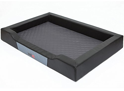Hundebett Delux, Schwarz, Größe XL 93x62cm, Kunstleder + aushaltbares Codurastoff