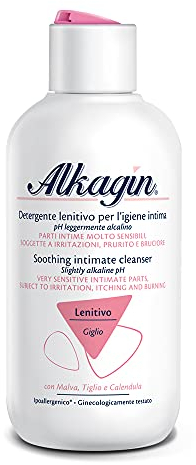 Alkagin Detergente Lenitivo per l'igiene intima a base di Malva, Tiglio e Calendula, pH leggermente alcalino, Formato 250ml