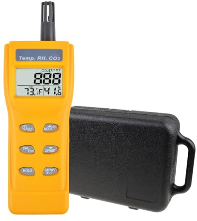 CO2 Meter Handheld CO2 Monitor 9999ppm Measuring Range Carbon Dioxide Detector NDIR Sensor Air Quality Temperature Humidity Meter