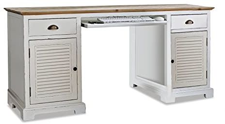Loberon Schreibtisch Belleplain, weiß/braun